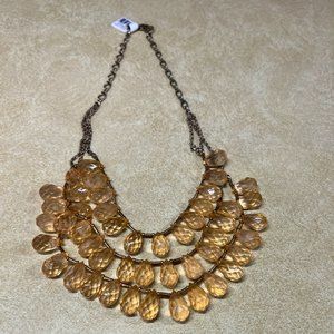 NWT! Loft Multi-Tier Necklace w/Gold/Amber Beads - 19 inch length